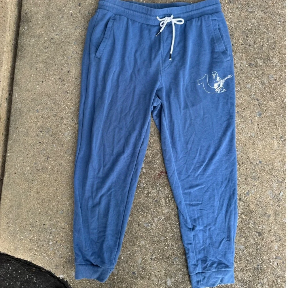 True Religion Mens Blue Buddha Logo Slim Jogger Sweatpants Large 41788-00